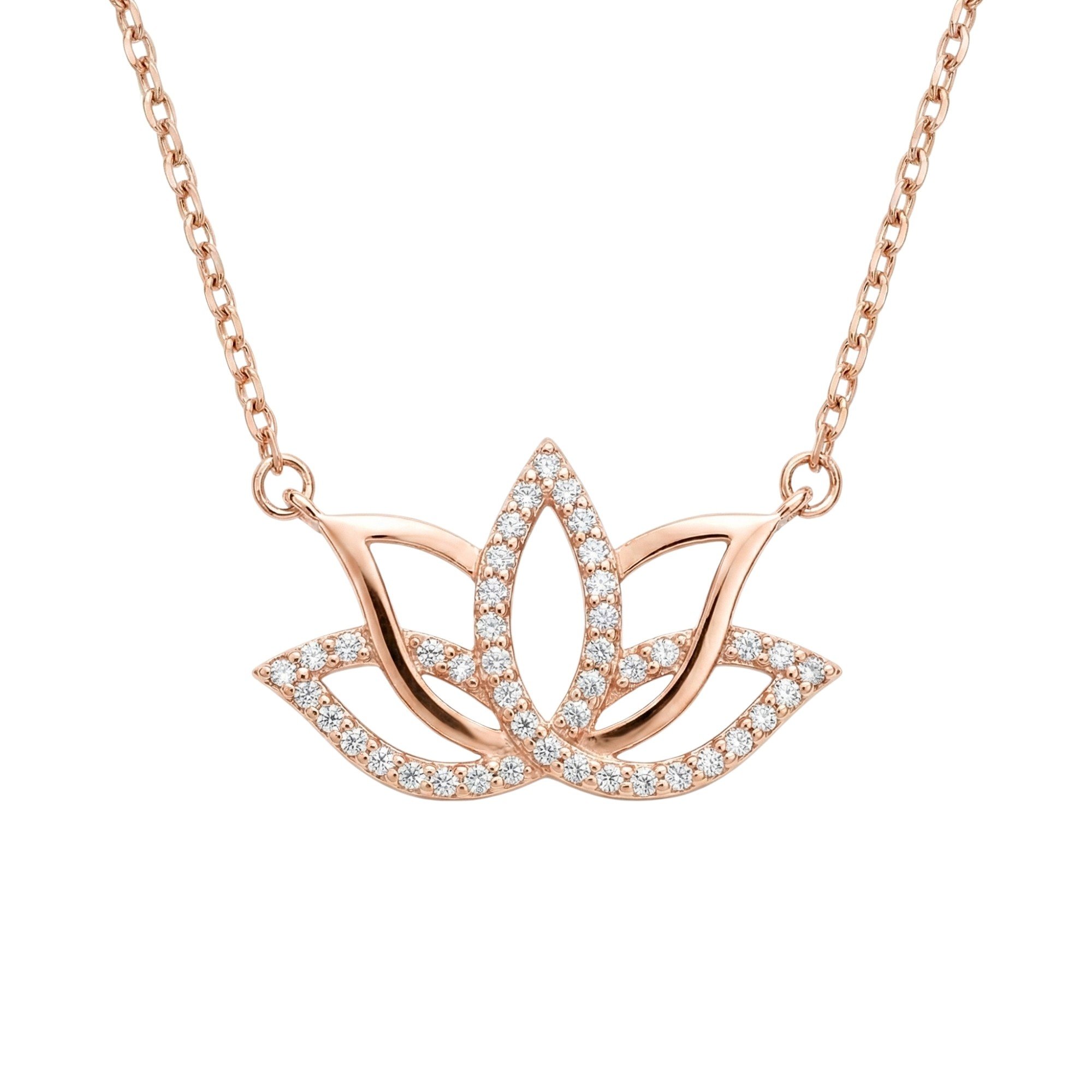 Lotus Çiçeği Rose Gümüş Kolye