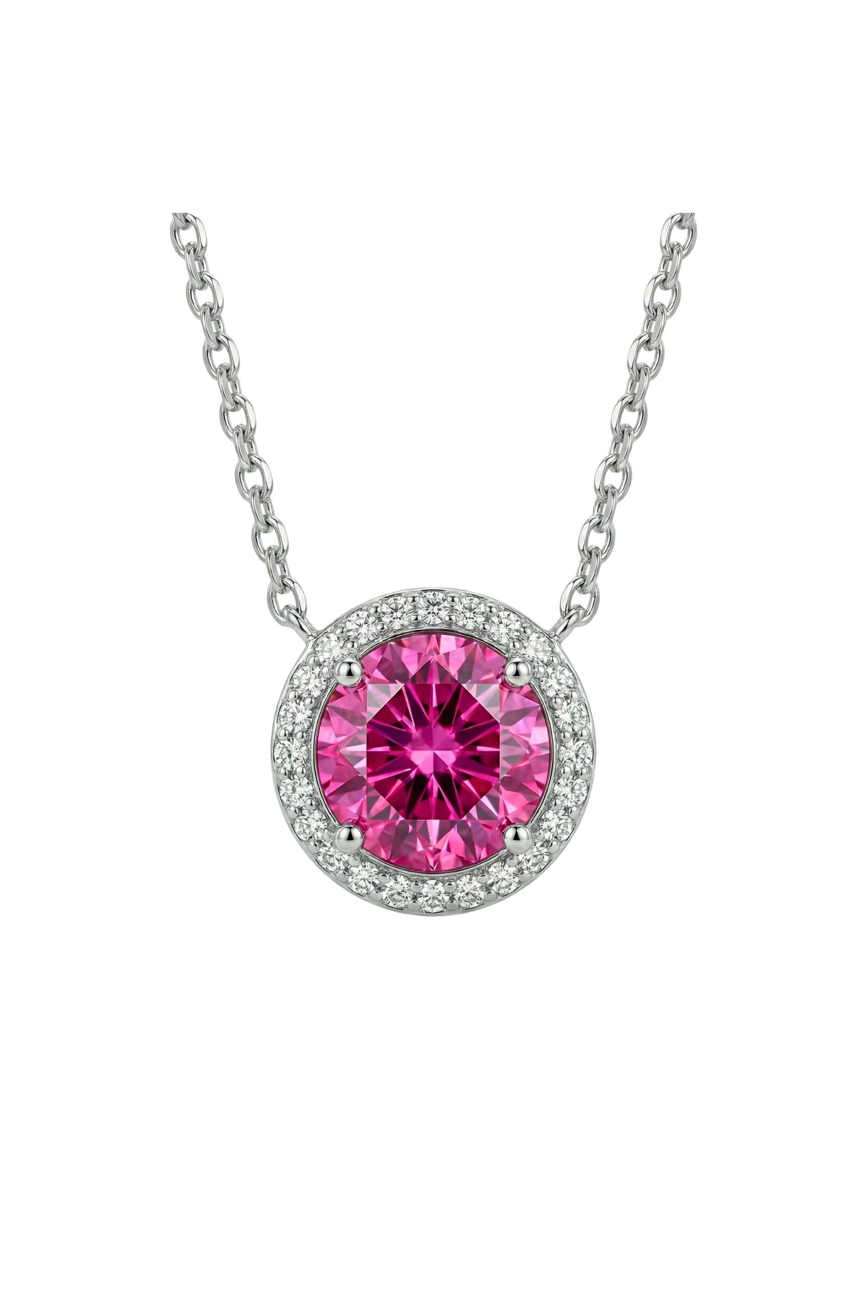 Pembe Swarovski Taşlı Gümüş Kolye