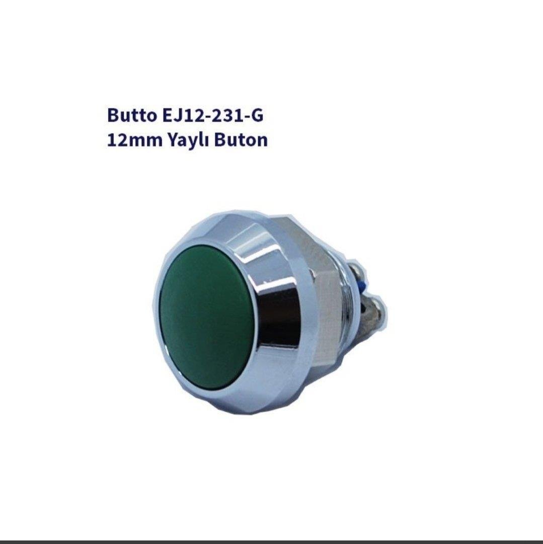 12 mm Işıksız Bombeli Kafa Yeşil IP67 Yaylı Buton EJ12-231AG