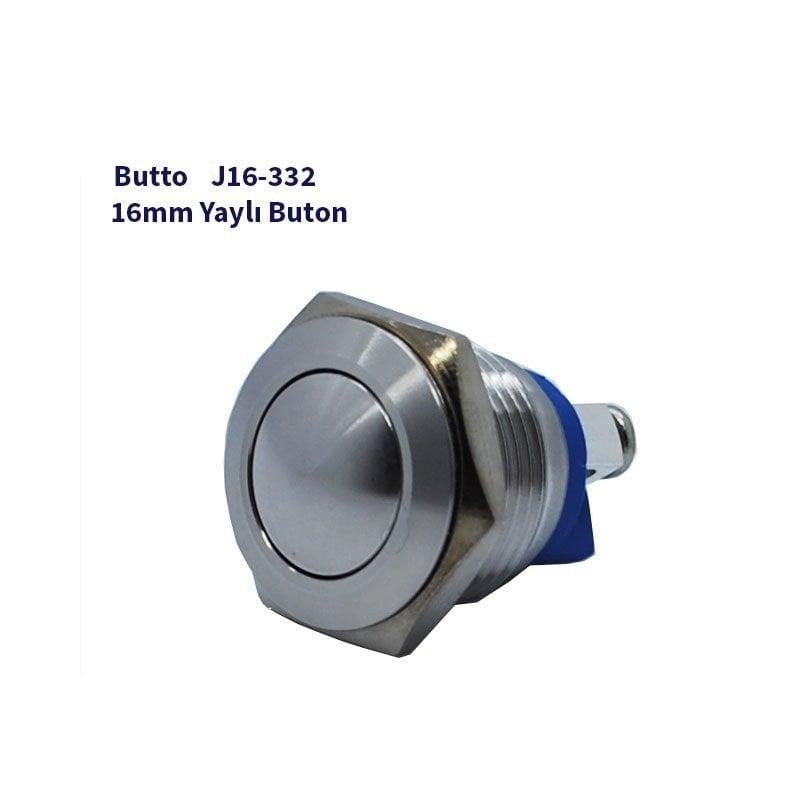 16 mm 2 NO+2 NC Işıksız Bombeli Kafa Kalıcı Çelik Buton J16-322