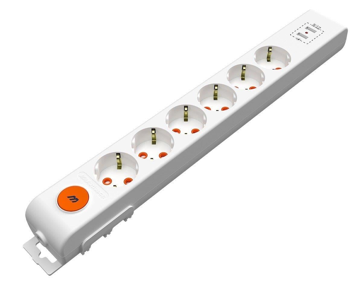 Altılı USB Anahtarlı Topraklı Grup Priz Çocuk Korumalı (Klemensli)