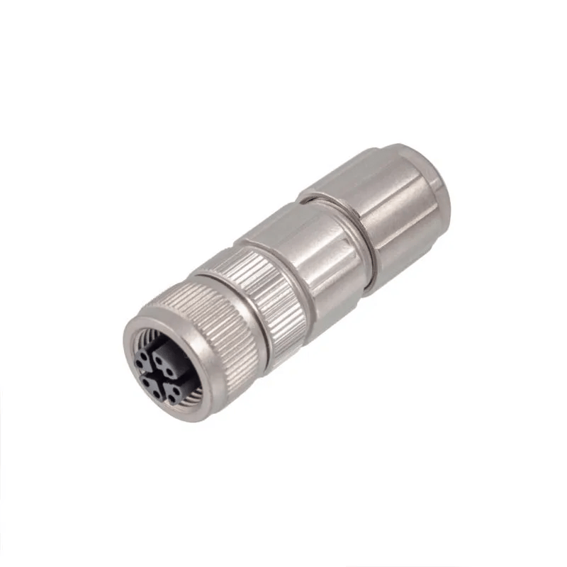 M12 8 Pin X Code Seyyar Dişi Metal Konnektör-M12P-X-8S