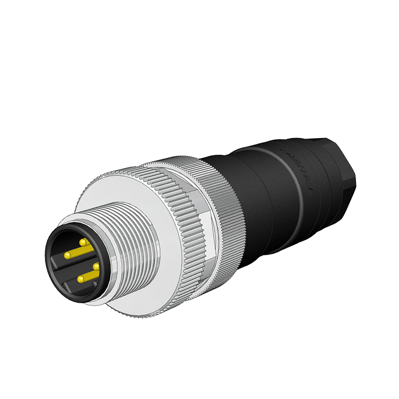 M12 D Code 4 Pin Erkek Düz Konnektör - Velledq M12-DM04T