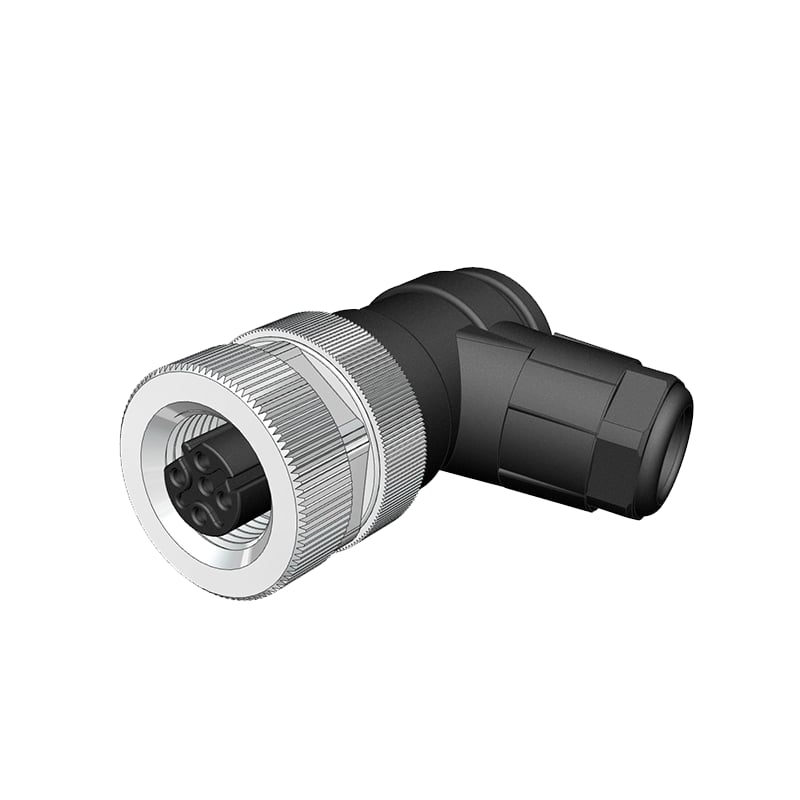 M12 D Code 5 Pin Dişi Açılı 90° Konnektör - Velledq M12-DF05S