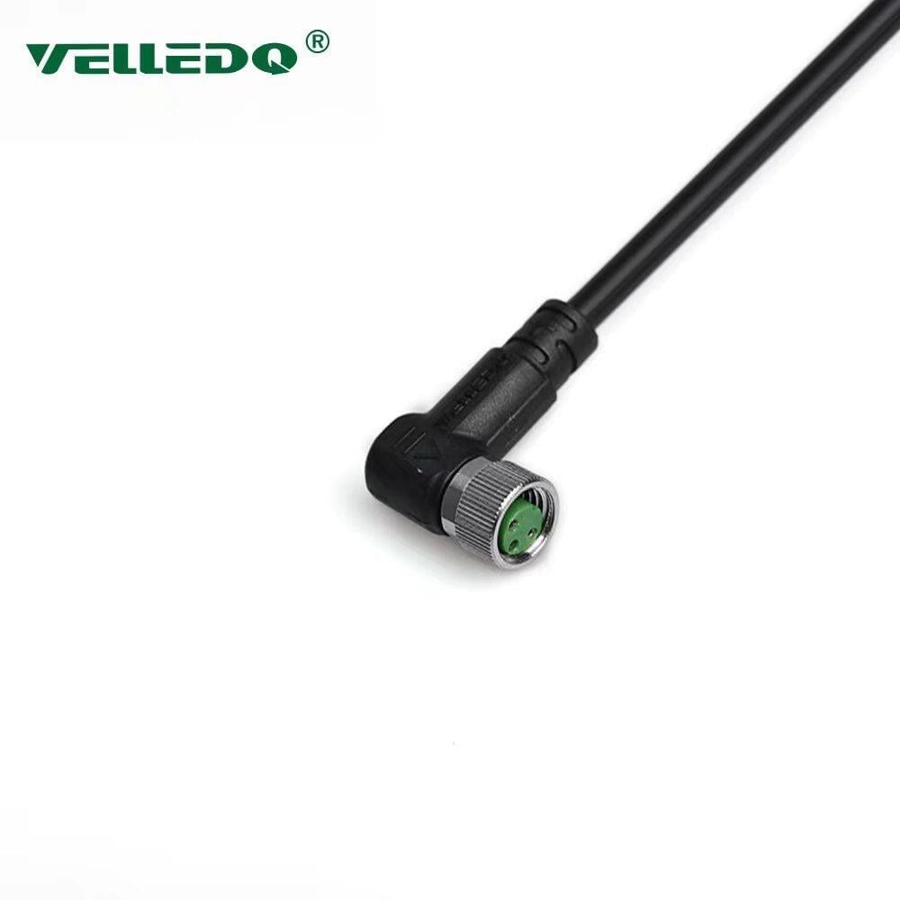 M8 3 PİN 90° Açılı 5 Metre Kablolu Konnektör M8-F03S-5.0PVC/BK