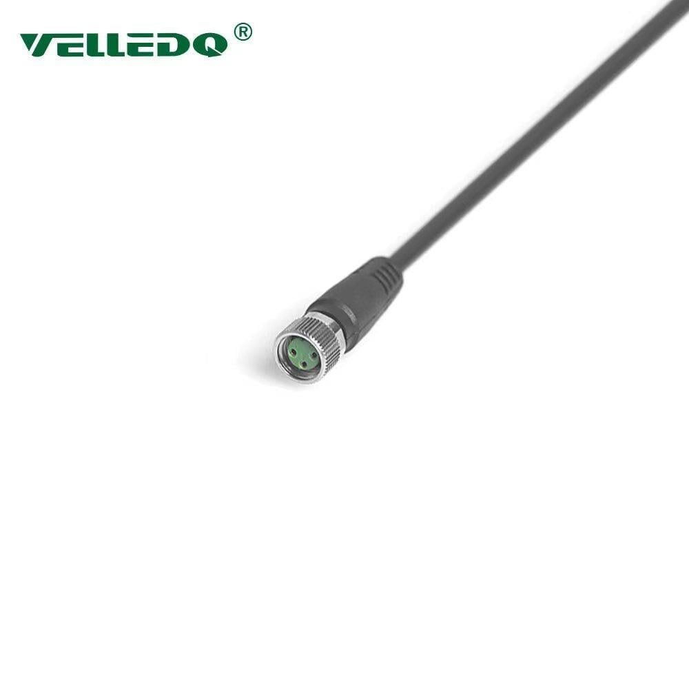 M8 3 Pin Dişi Düz 5 Mt. Kablolu Konnektör - Sensör Kablosu Velledq M8-F03T-5.0PVC/BK