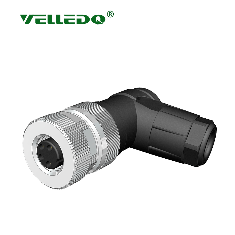 M8-F04S - M8 4 Pin Dişi 90° Açılı Konnektör - Velledq