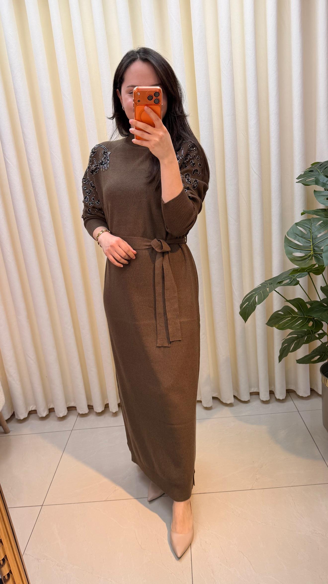 FUAT GÜRŞEN ELBİSE 4106 KAHVE
