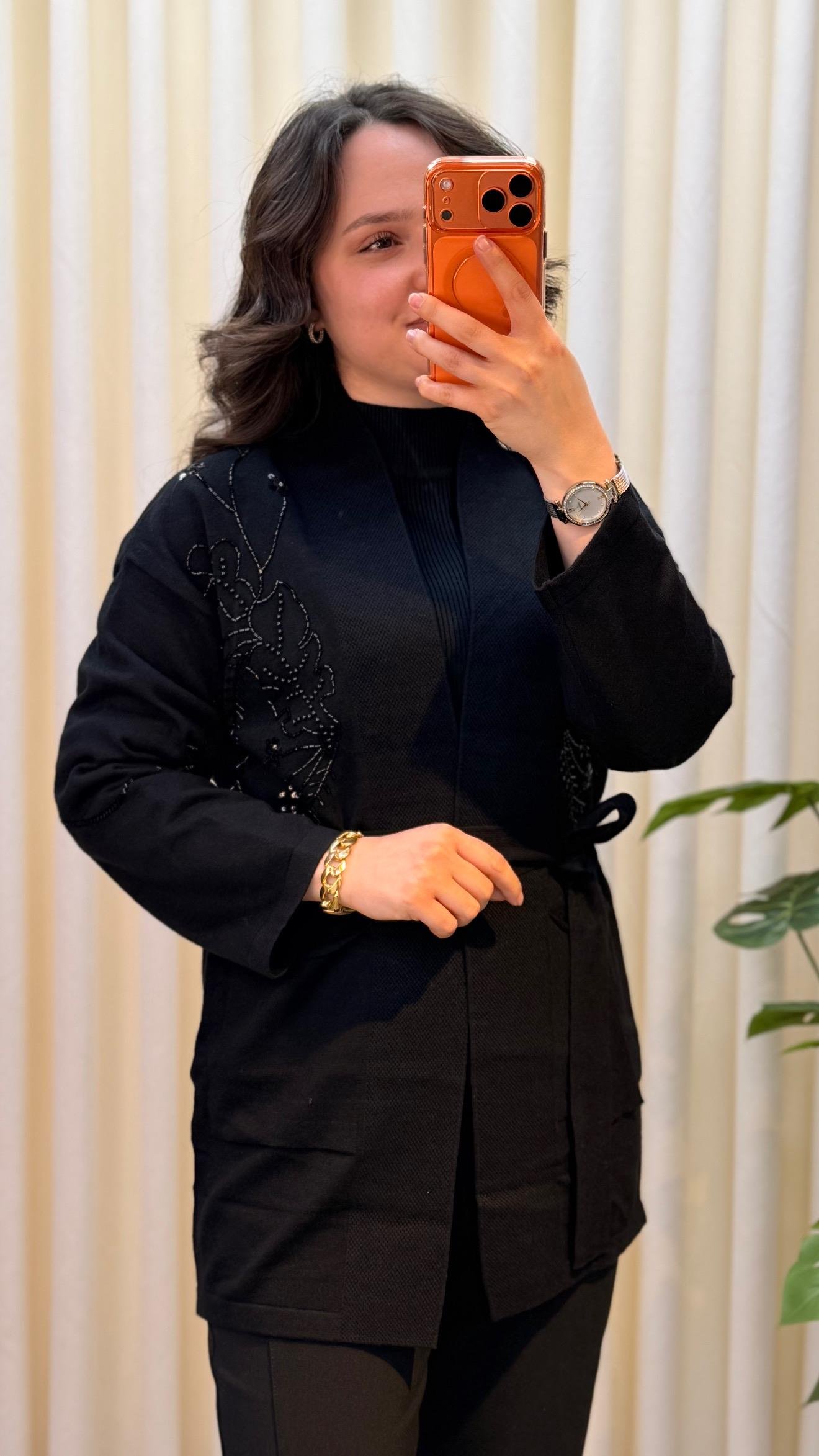 FUAT GÜRŞEN İŞLEMELİ HIRKA 4612 SİYAH