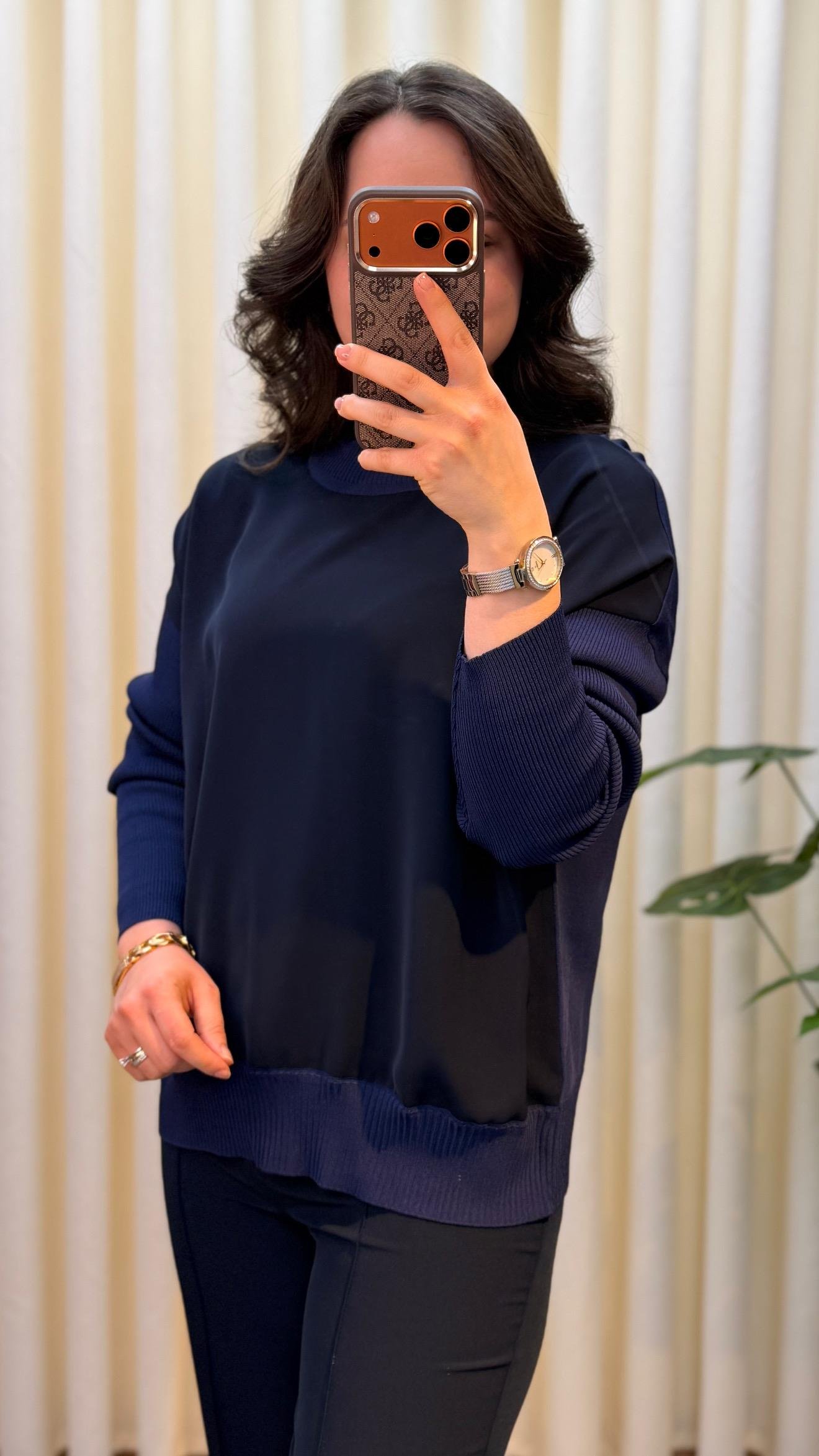 GHİSA BALIKÇI YAKA BLUZ 4907 LACİVERT
