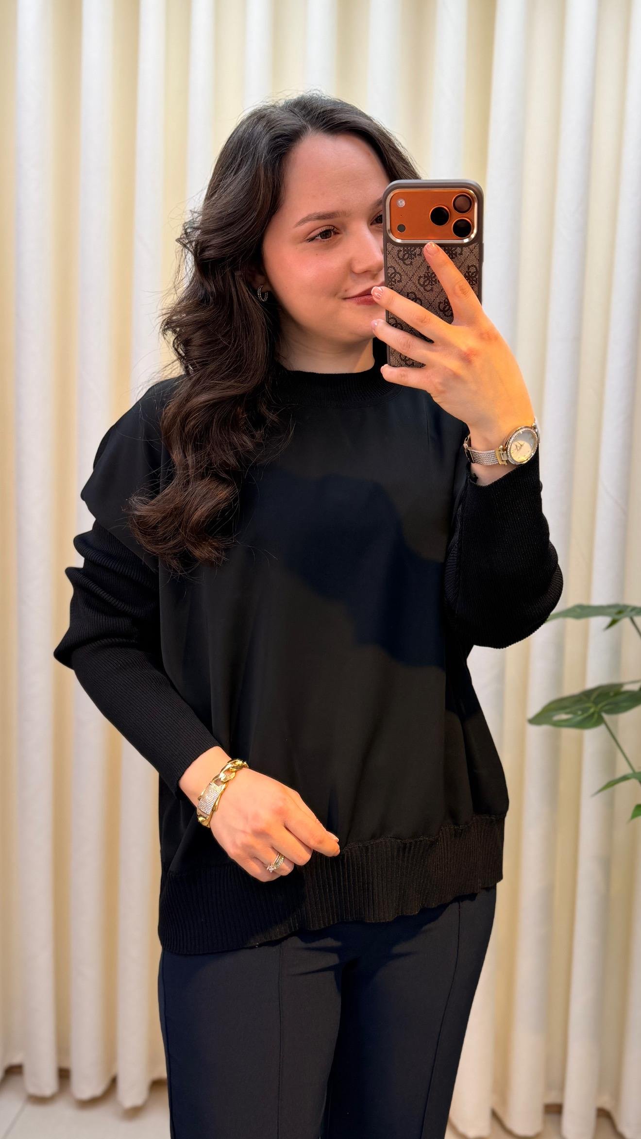 GHİSA BALIKÇI YAKA BLUZ 4907 SİYAH