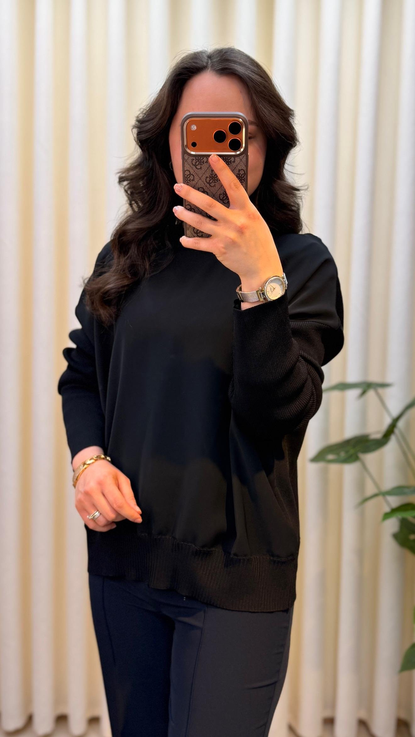GHİSA BALIKÇI YAKA BLUZ 4907 SİYAH