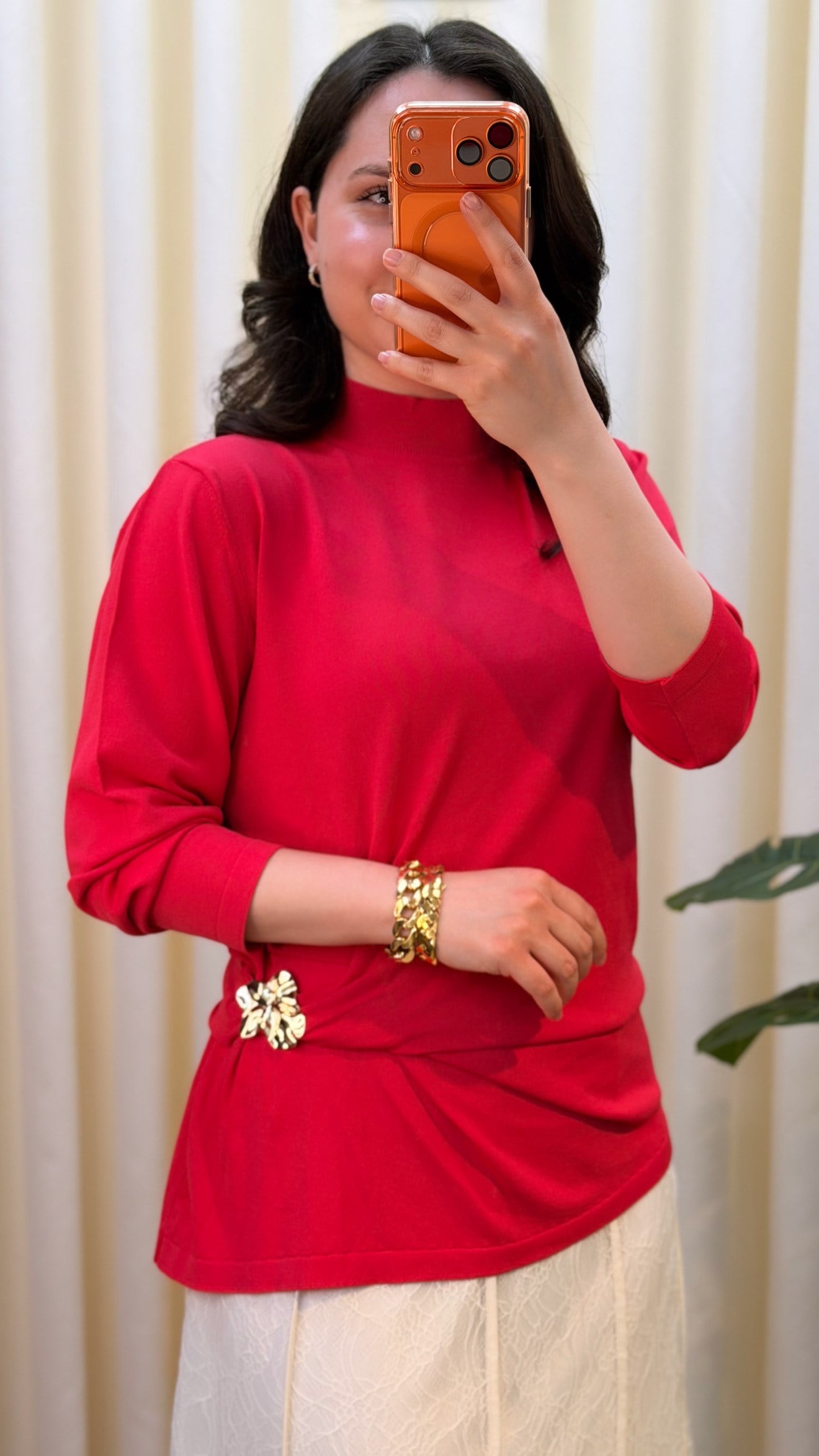 GHİSA MERSERİZE BLUZ 4409 KIRMIZI