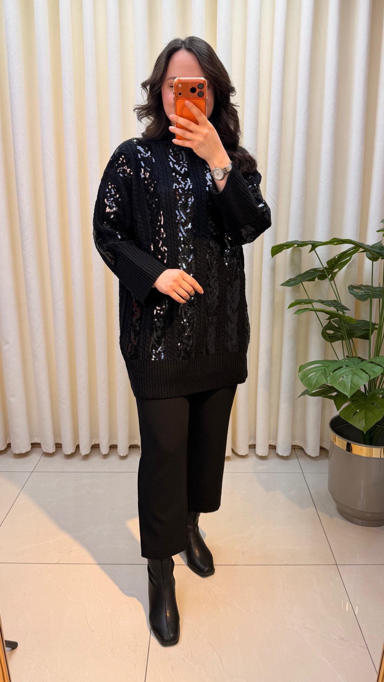 GHİSA PAYET DETAYLI KAZAK 4156 SİYAH