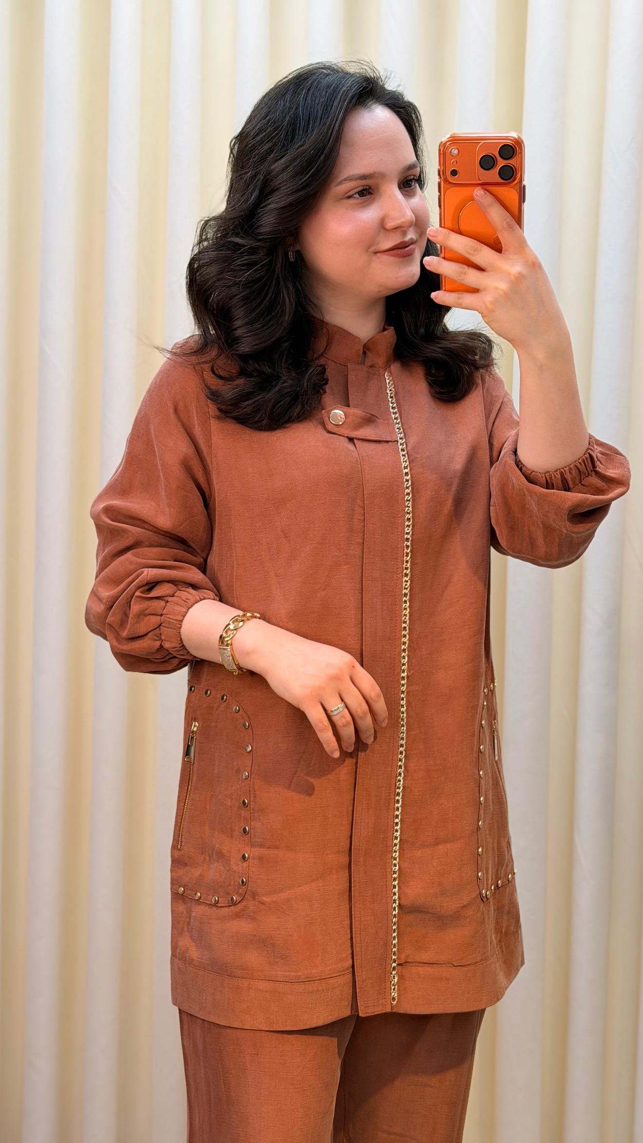 LİSA APOLETLİ PANTALONLU TAKIM 7052 KİREMİT