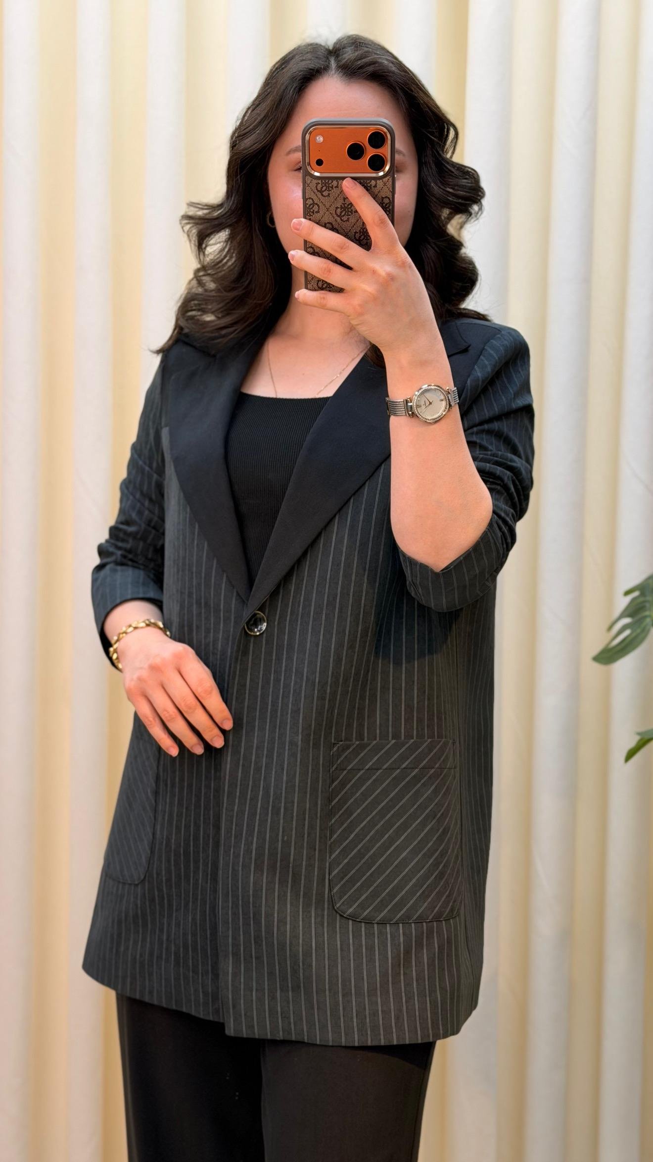 LİSA ÇİZGİLİ PANTALONLU TAKIM 7074 SİYAH 