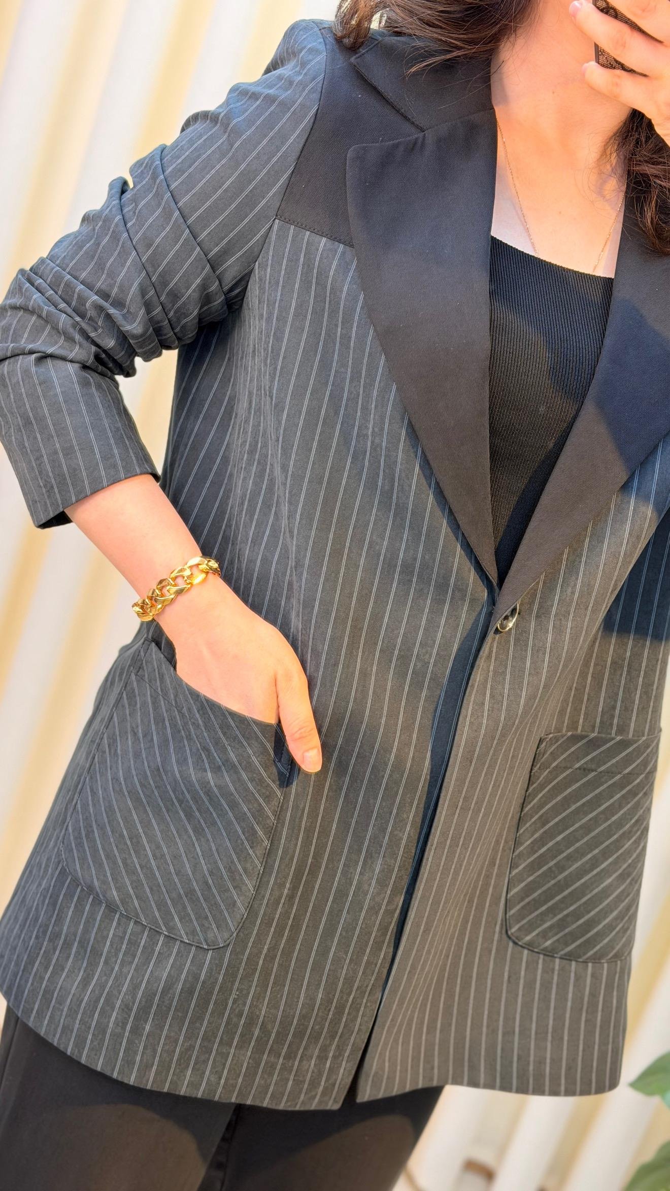 LİSA ÇİZGİLİ PANTALONLU TAKIM 7074 SİYAH 