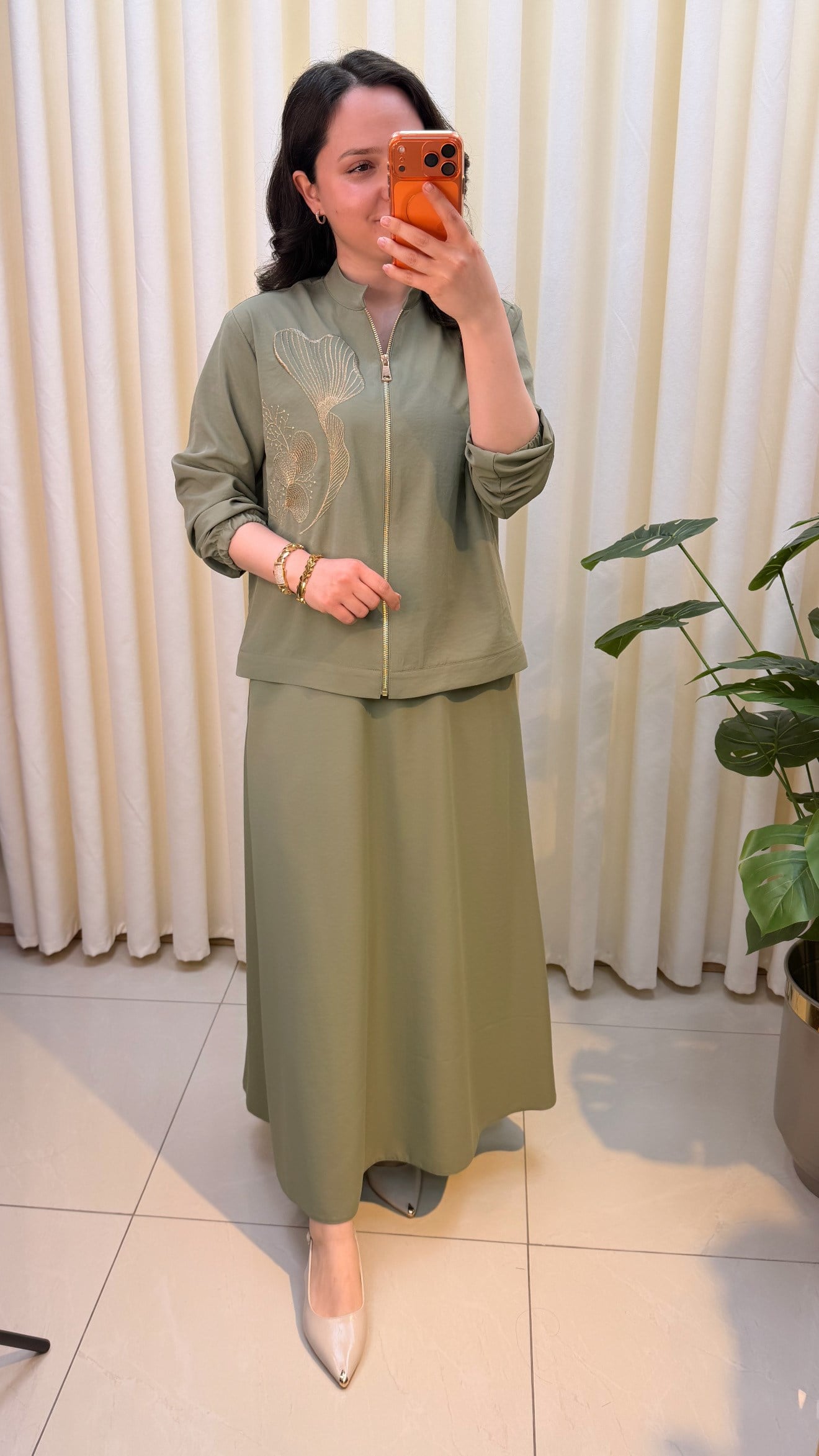 LİSA NAKIŞLI ETEKLİ TAKIM 7214 YEŞİL