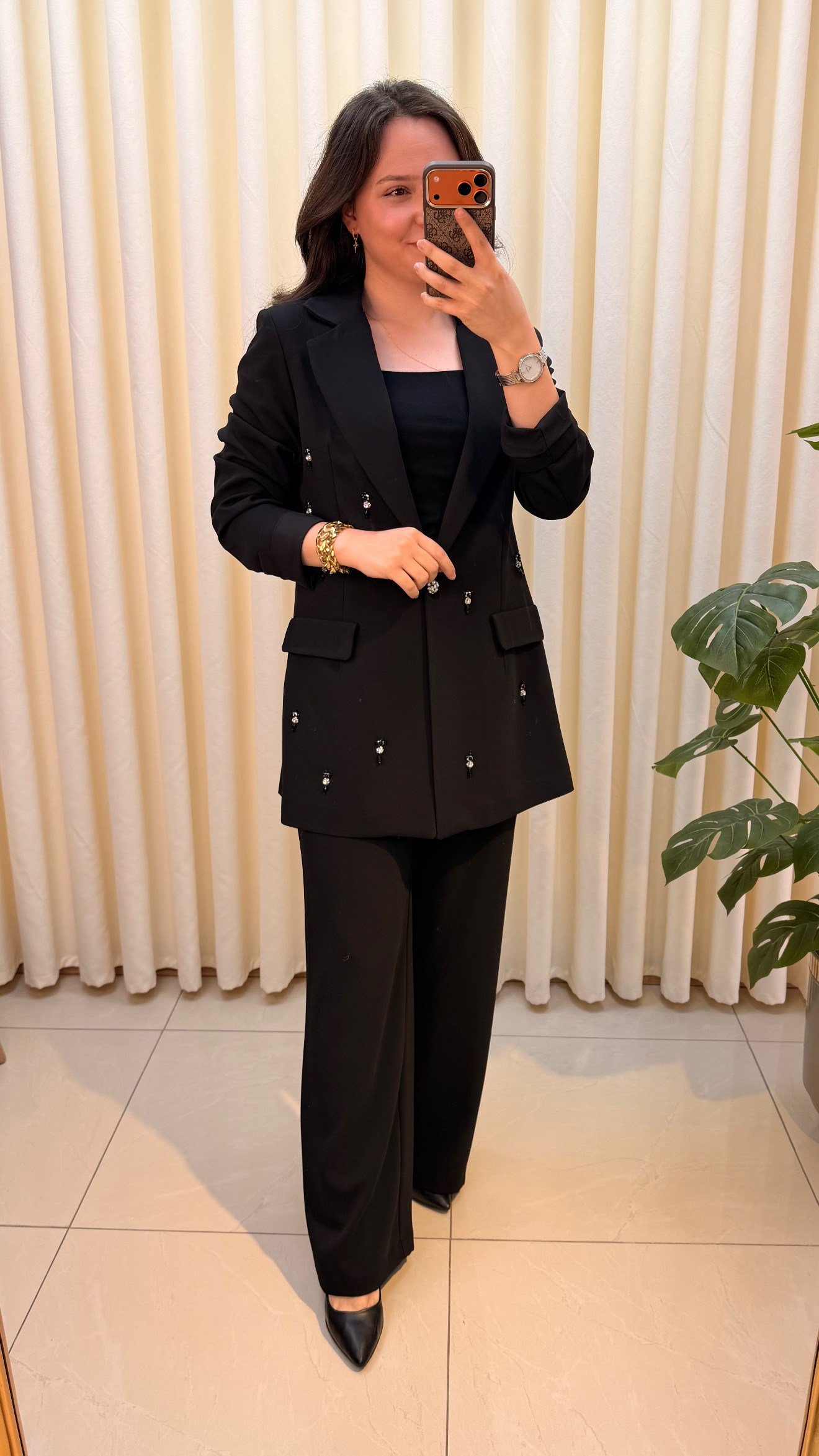 LİSA PANTALONLU TAŞ DETAYLI TAKIM 7061 SİYAH