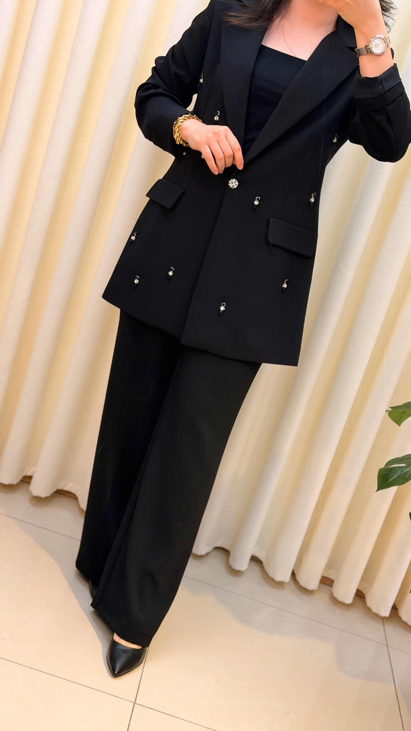 LİSA PANTALONLU TAŞ DETAYLI TAKIM 7061 SİYAH