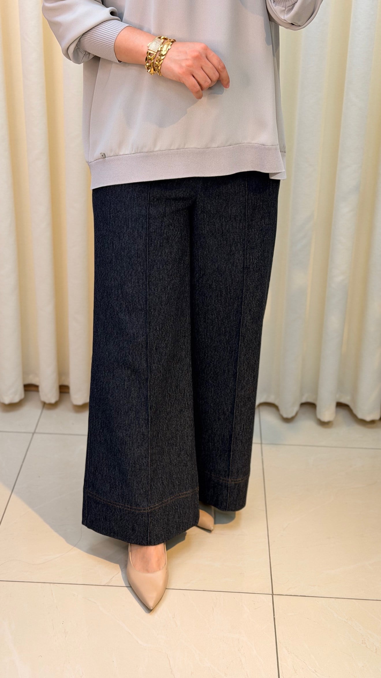 SENTEZ ARİA ÖNDEN FERMUARLI KAT PANT 5670 BLUE
