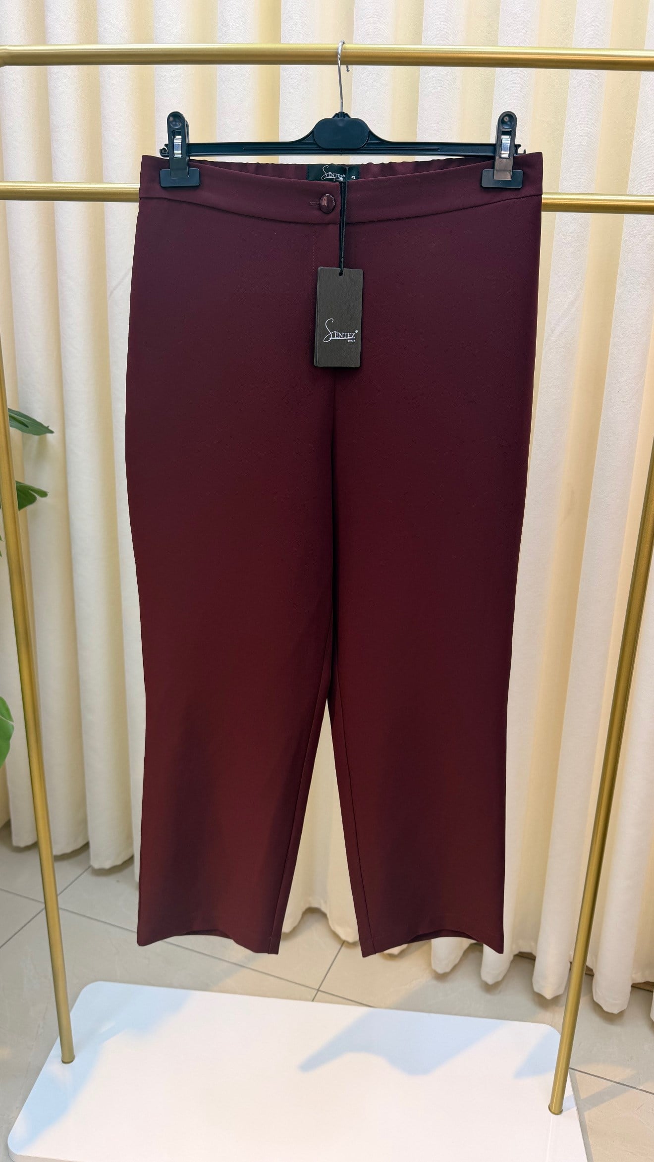SENTEZ ARKASI LASTİKLİ TEK DÜĞME PANT. 5405 BORDO