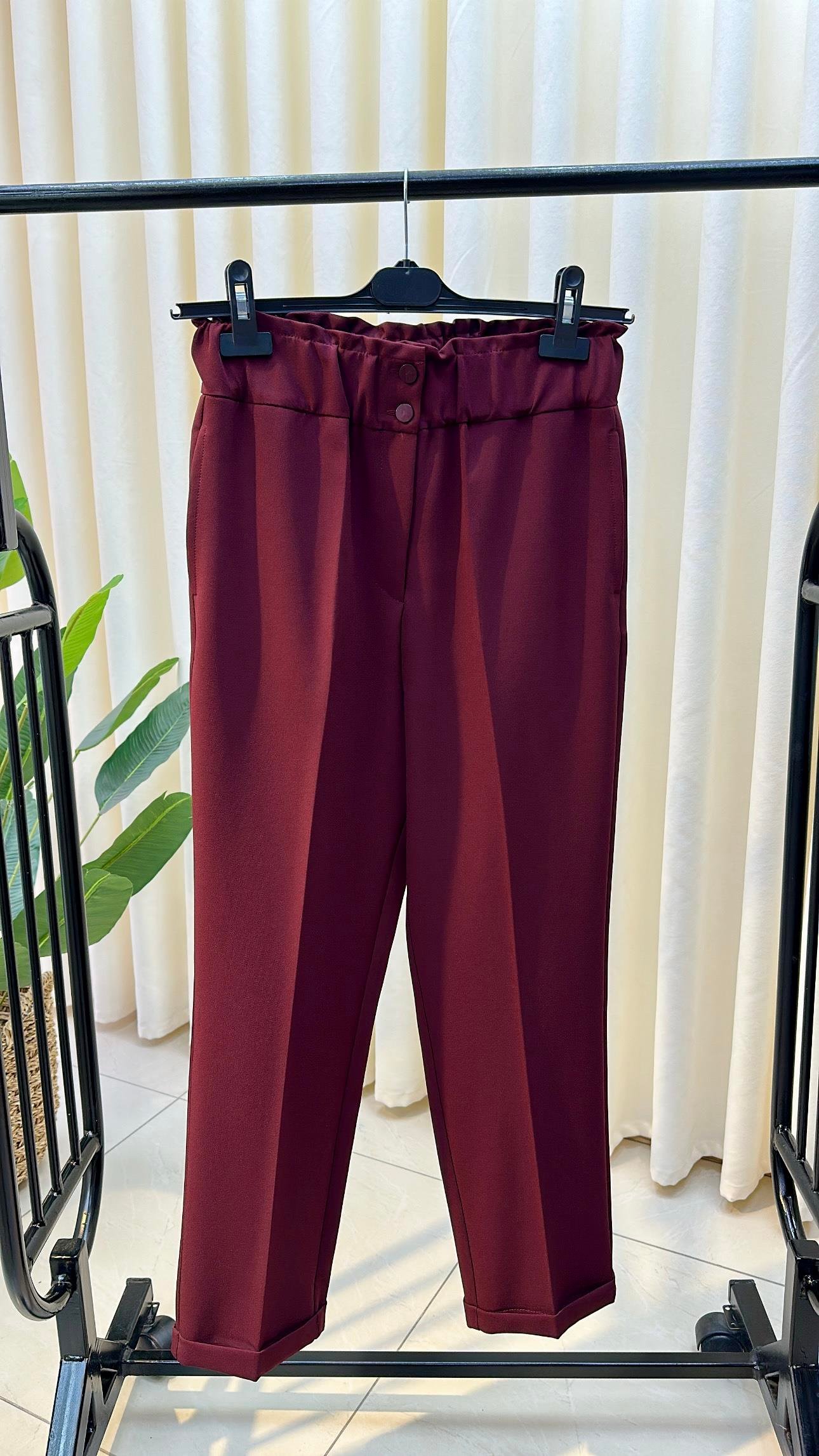 SENTEZ BELİ LASTİKLİ İNCE DUBLE PAÇA PANTALON