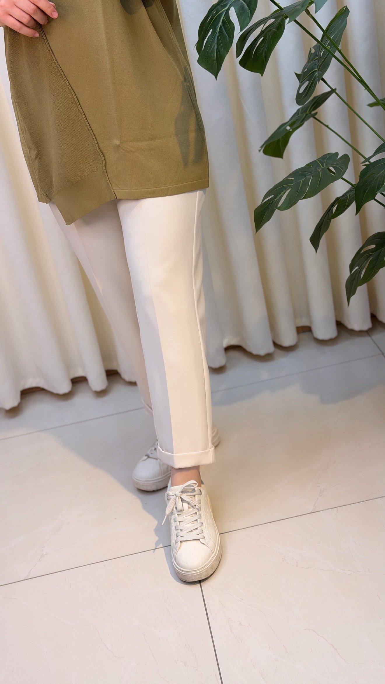 SENTEZ BELİ LASTİKLİ İNCE DUBLE PAÇA PANT. 5514 TAŞ