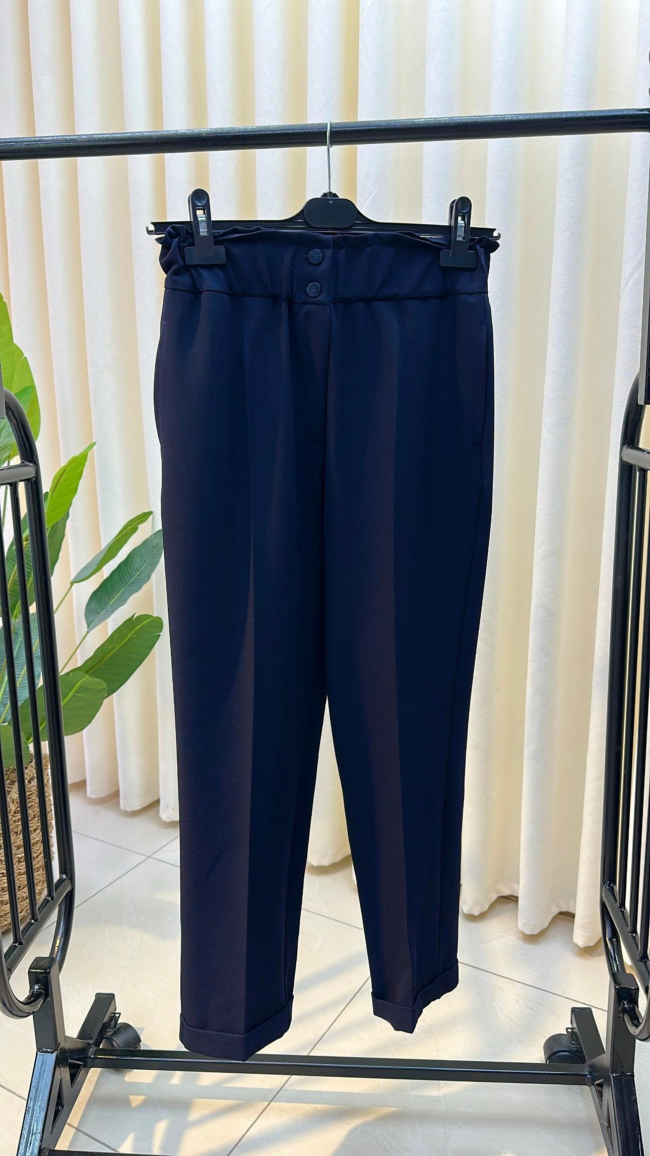 SENTEZ BELİ LASTİKLİ İNCE DUBLE PAÇA PANTALON