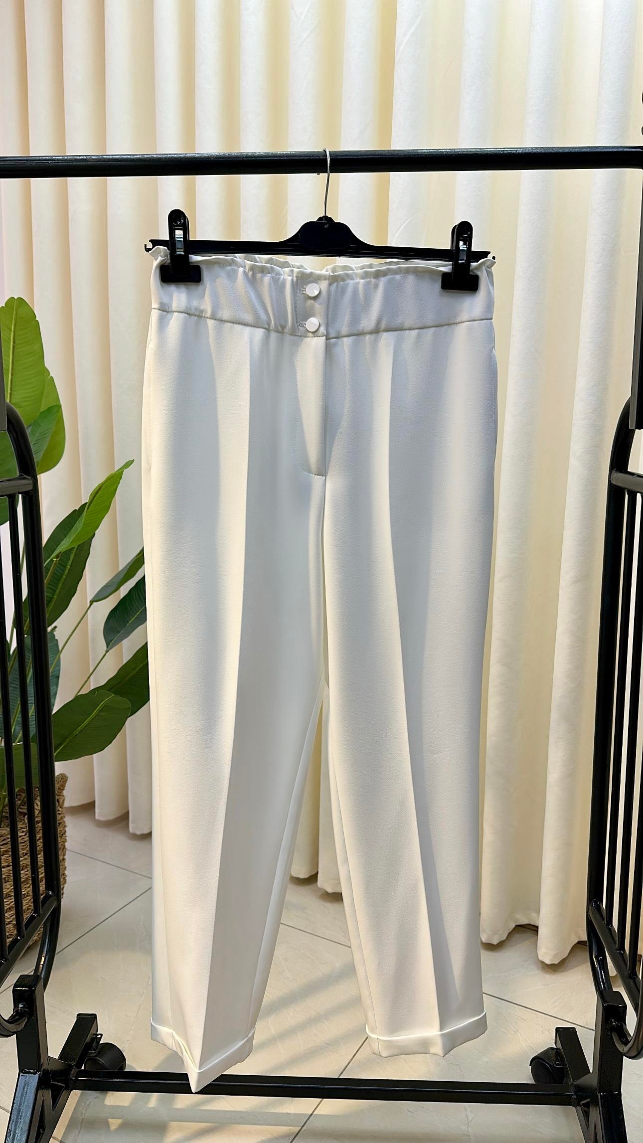 SENTEZ BELİ LASTİKLİ İNCE DUBLE PAÇA PANTALON