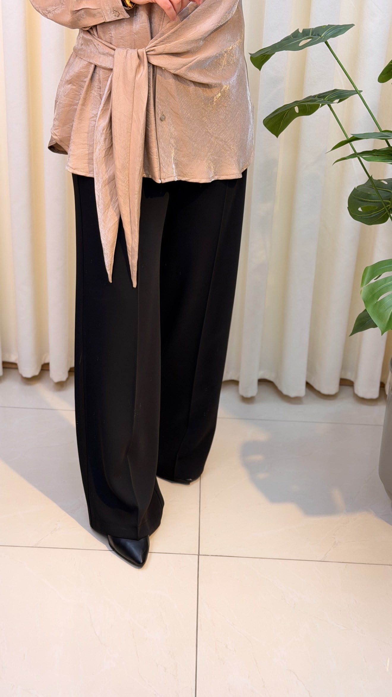 SENTEZ COLMAR BELİ LASTİTLİ GENİŞ PAÇA PANTALAON 5580 SİYAH