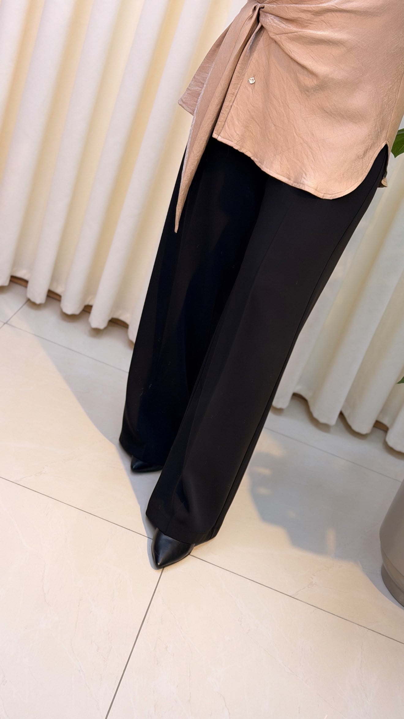 SENTEZ COLMAR BELİ LASTİTLİ GENİŞ PAÇA PANTALAON 5580 SİYAH