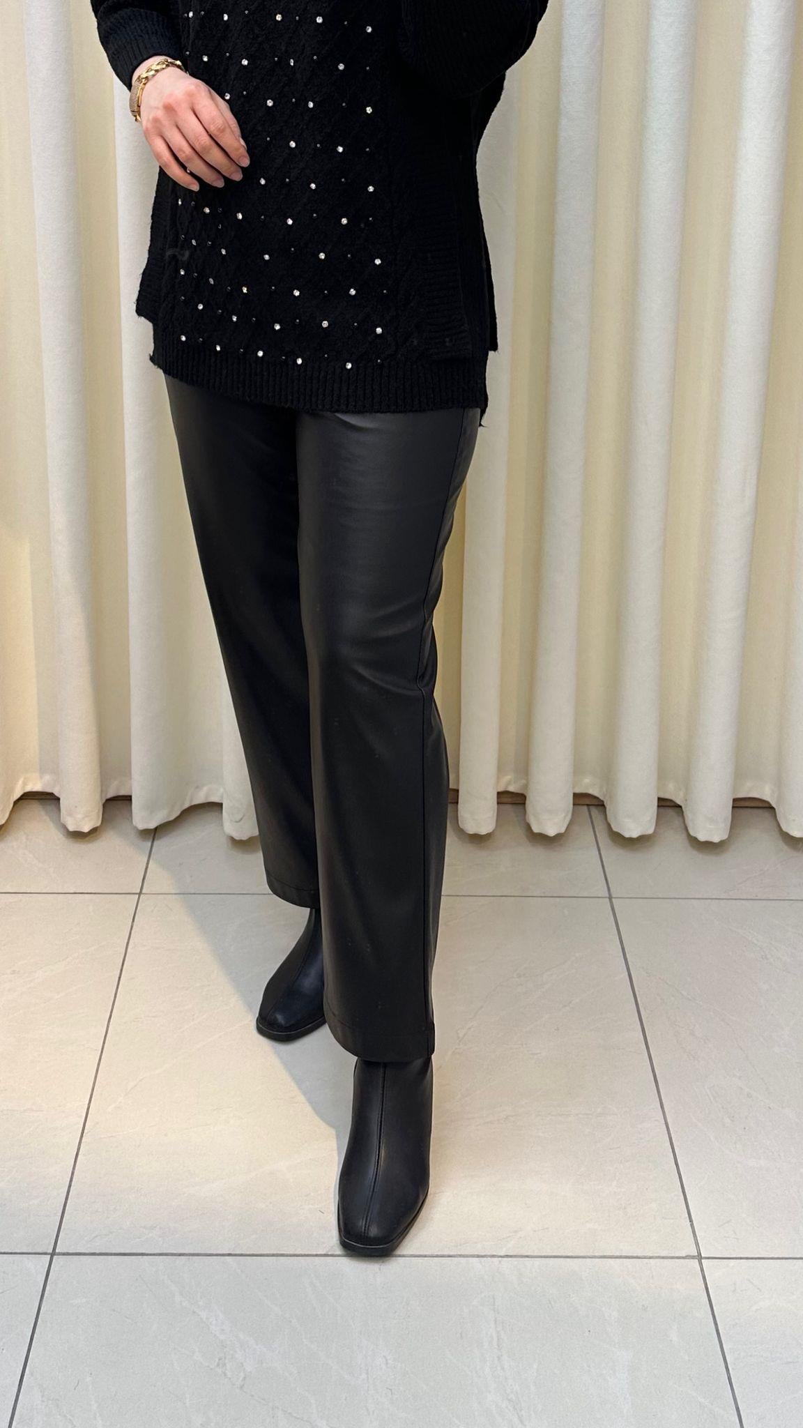 SENTEZ DERİ PANTALON SİYAH