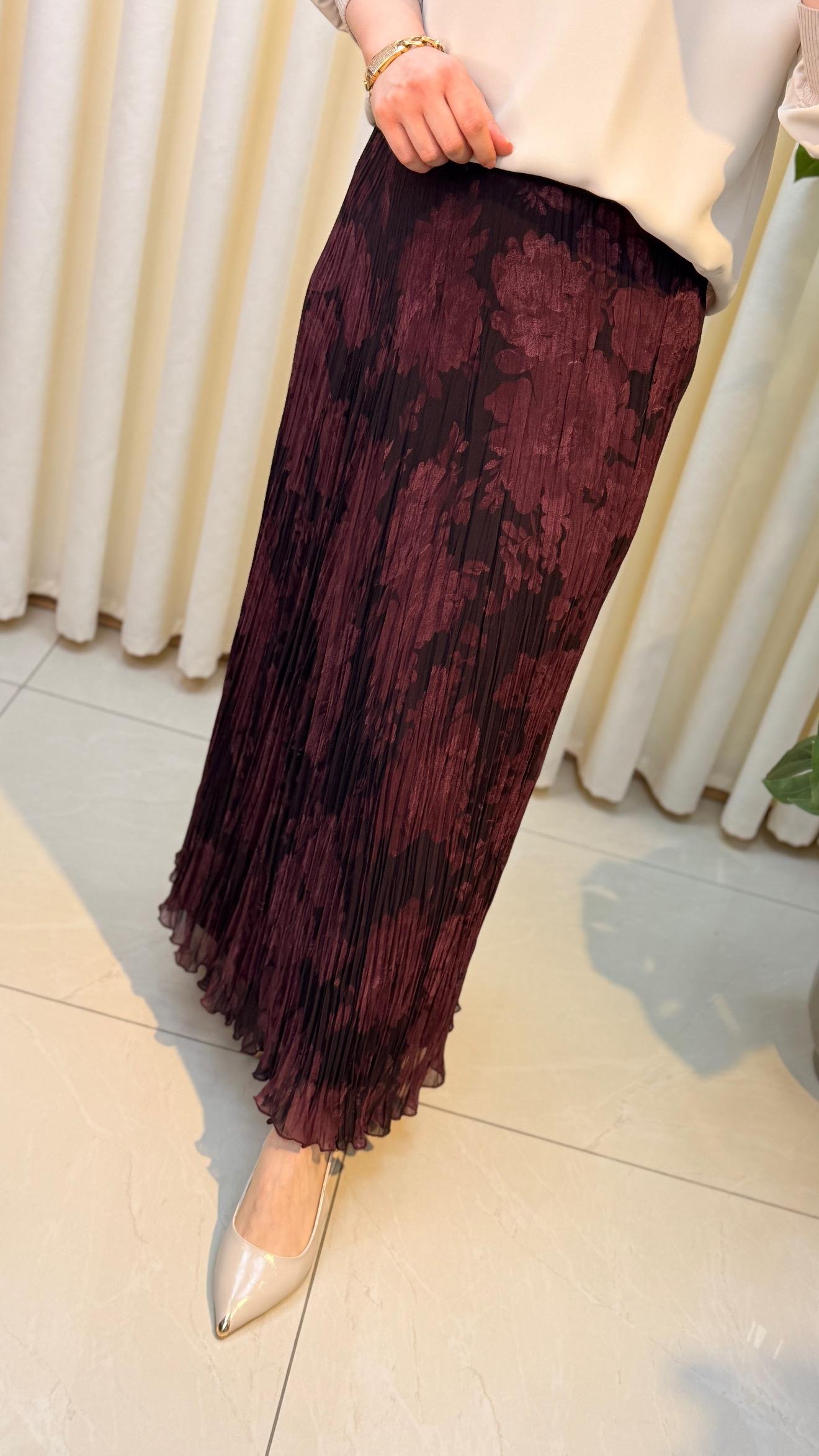 SENTEZ EFRU DESEN KIRIŞMA ETEK 5482 BORDO