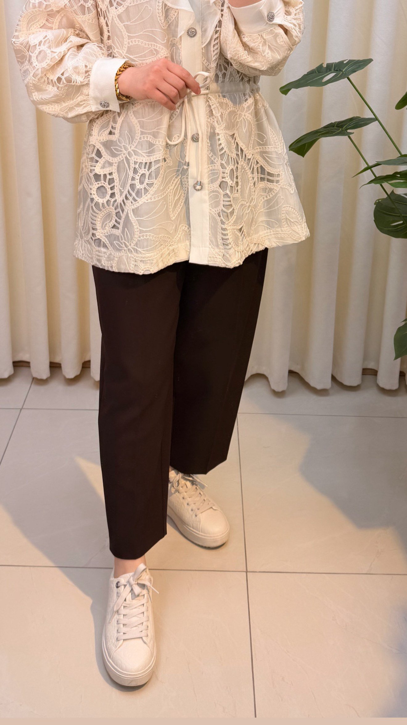 SENTEZ ROMA ARKASI LASTİKLİ PİLELİ PANT. 5567 KAHVE