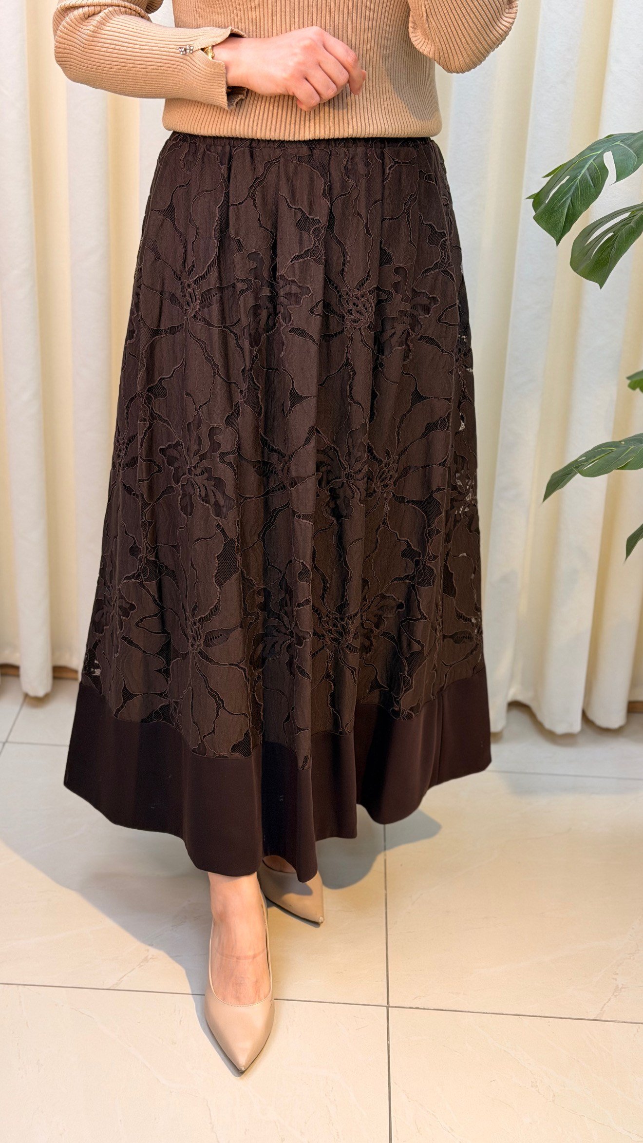 SENTEZ ROSELLA KON. DANTELLİ ETEK 5806 KAHVE