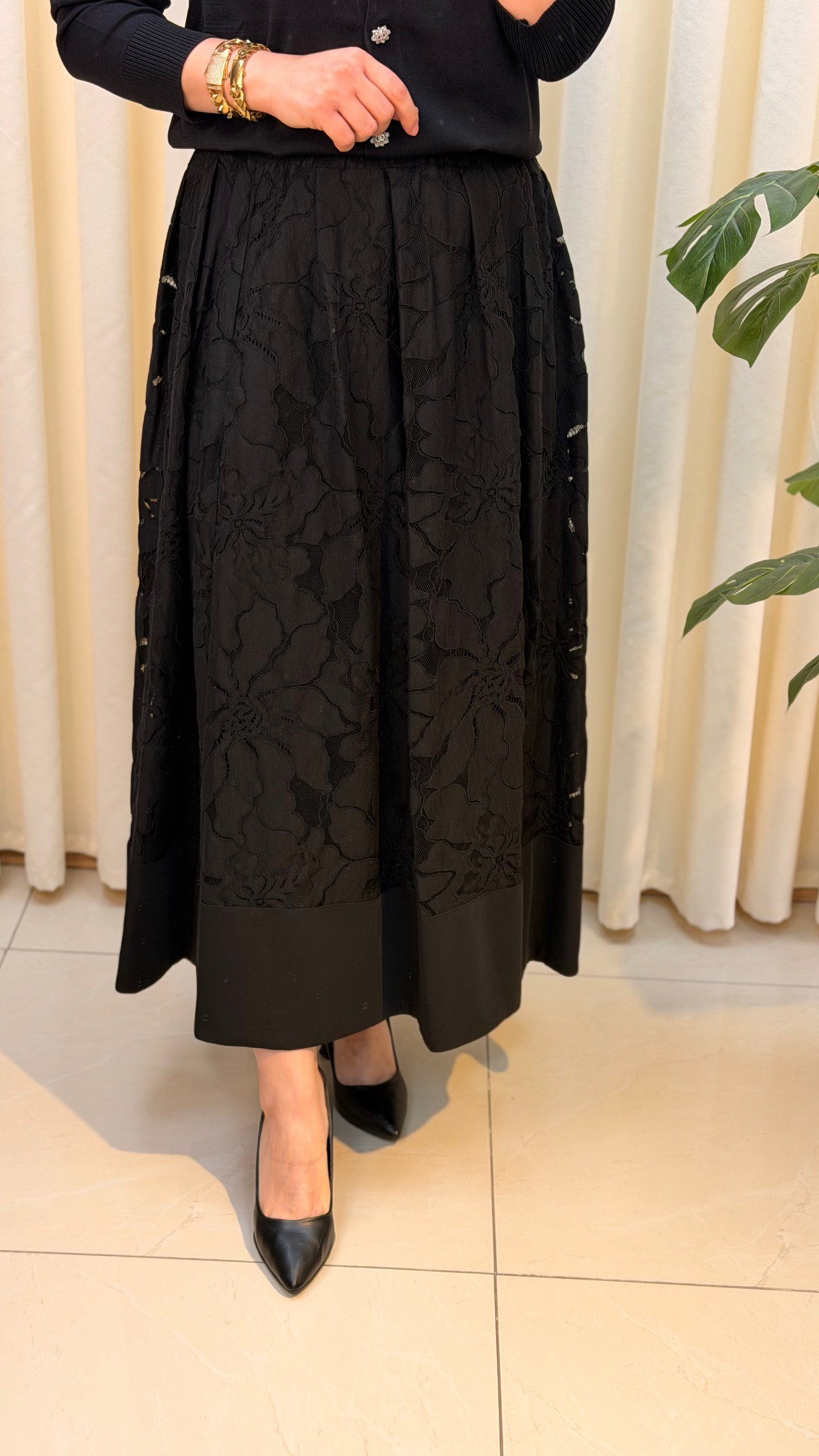 SENTEZ ROSELLA KON. DANTELLİ ETEK 5806 SİYAH