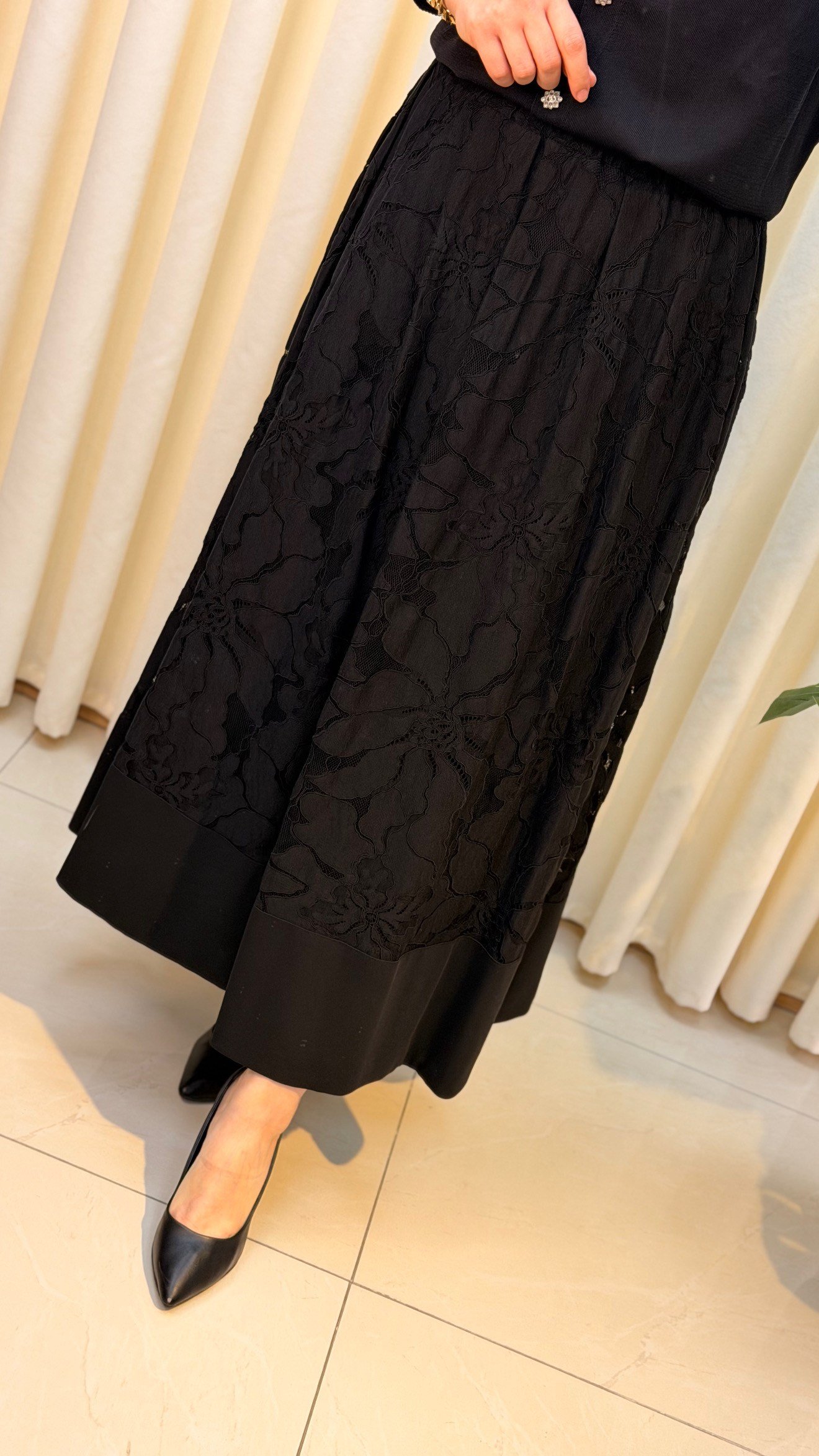 SENTEZ ROSELLA KON. DANTELLİ ETEK 5806 SİYAH