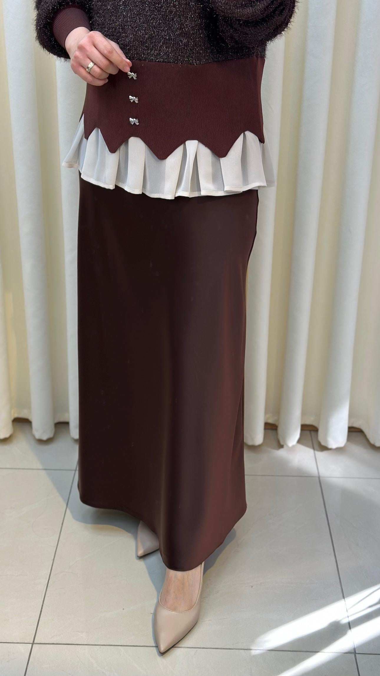 SENTEZ SATEN ETEK 5457 KAHVE