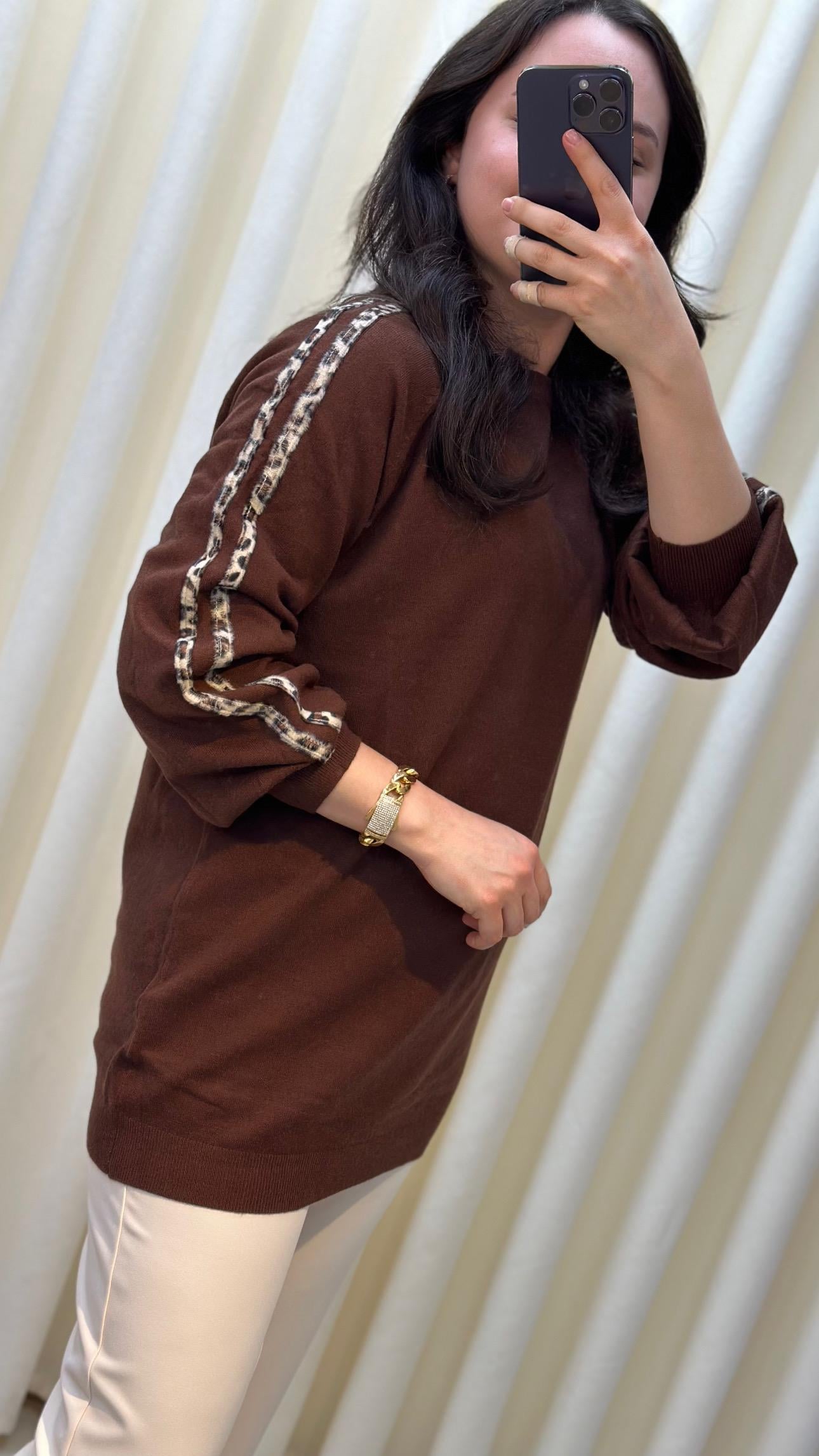 TIĞ TRİKO LEOPAR ŞERİTLİ TRİKO 22015 KAHVE 1
