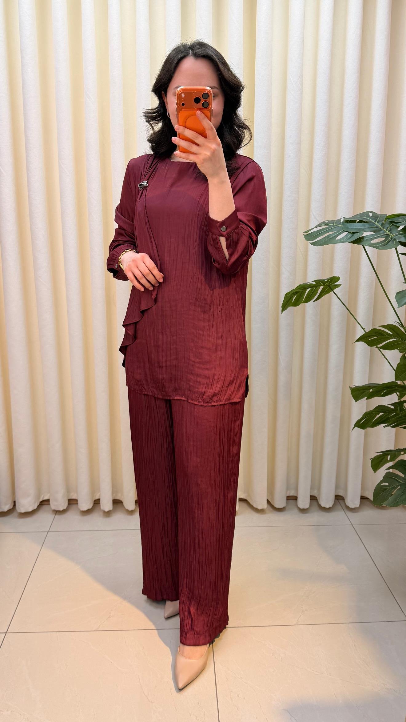 TIĞ TRİKO METAL TOKALI FULAR DATAYLI PANTALONLU TAKIM 5082 BORDO