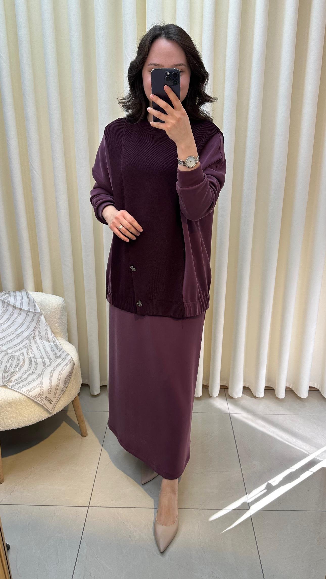 TIĞ TRİKO MİXLİ DÜĞMELİ ETEKLİ TAKIM 5030 BORDO 