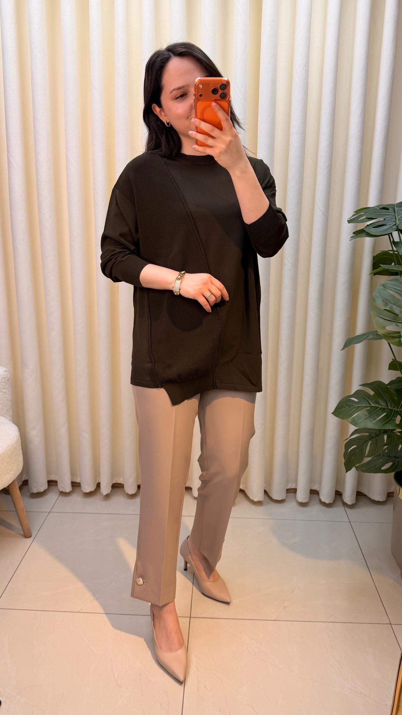 TIĞ TRİKO ÖRGÜ DETAYLI RAYON TUNİK 21872 HAKİ