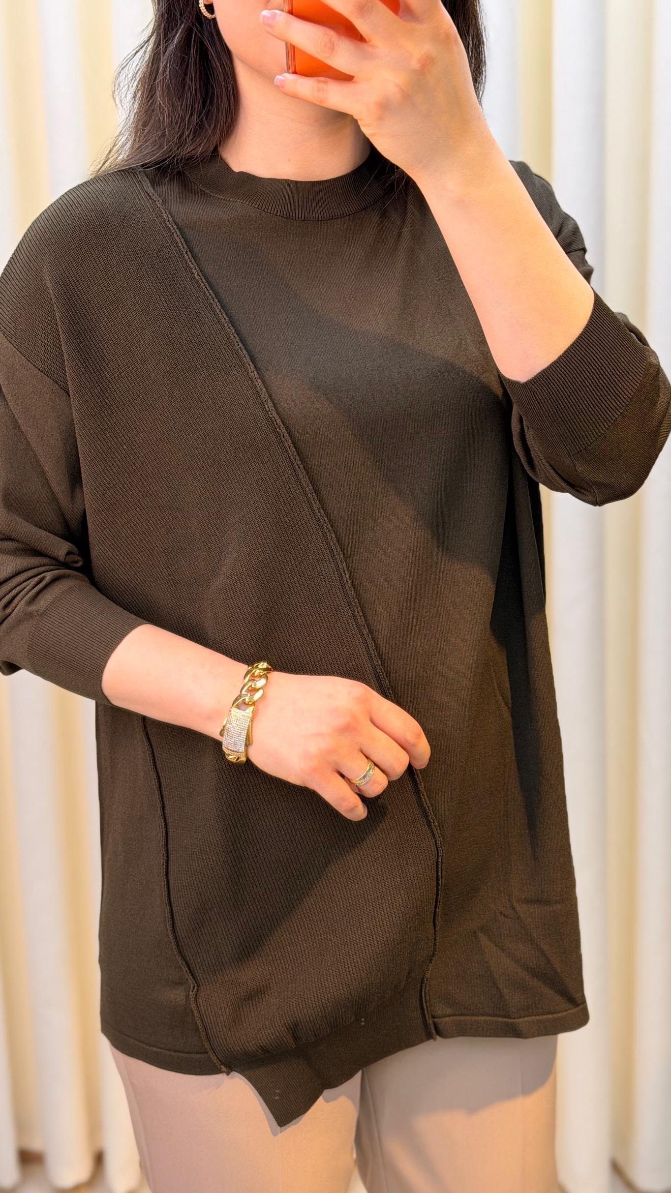 TIĞ TRİKO ÖRGÜ DETAYLI RAYON TUNİK 21872 HAKİ