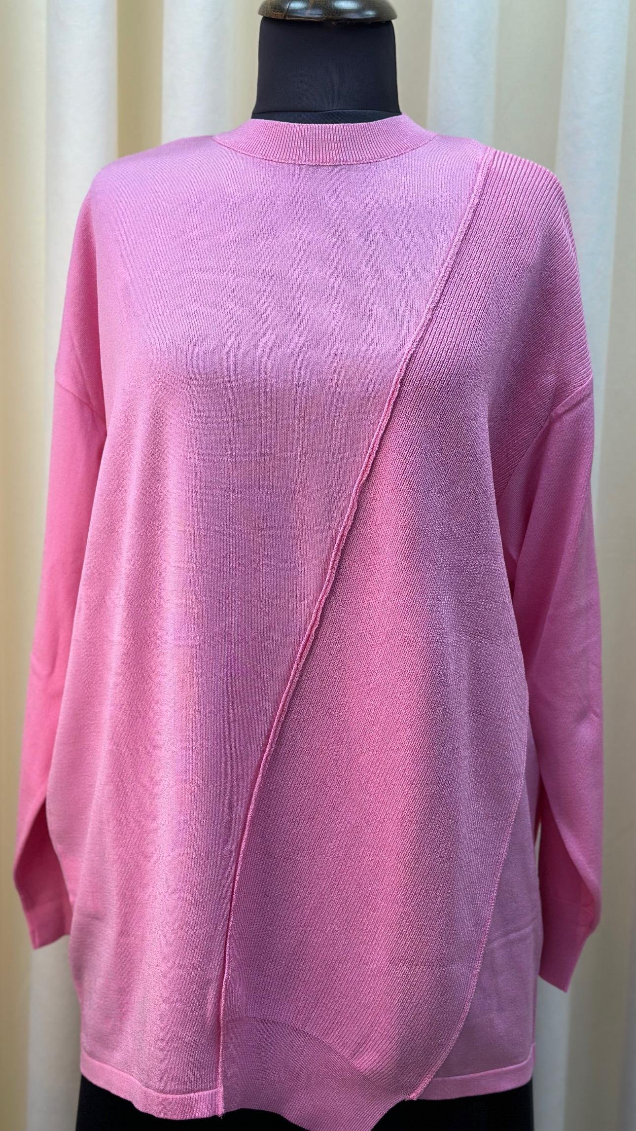 TIĞ TRİKO ÖRGÜ DETAYLI RAYON TUNİK 21872 PEMBE