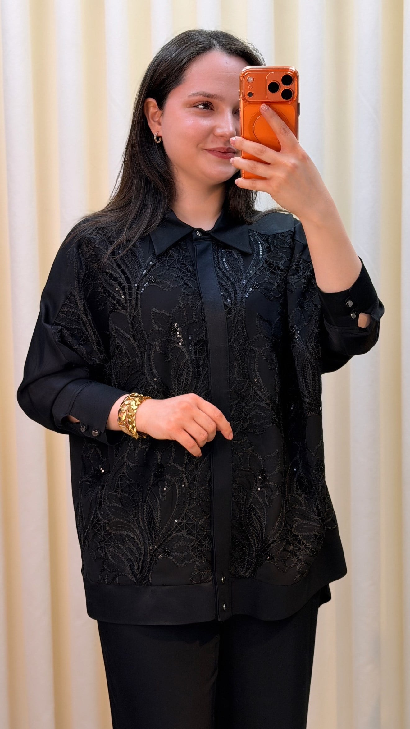 TIĞ TRİKO PUL NAKIŞ KOMBİNLİ PANTALONLU TAKIM 5087 SİYAH