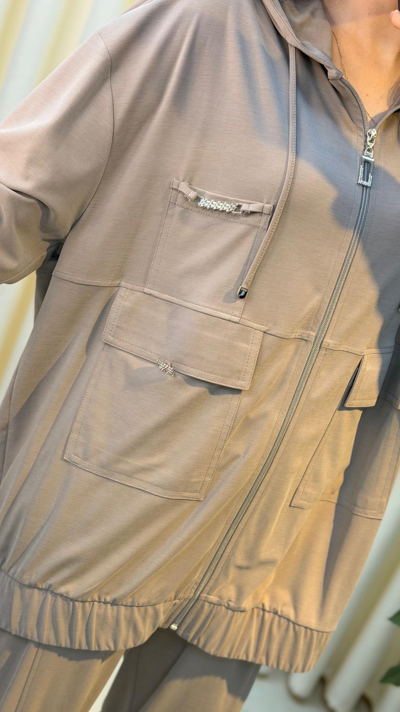 TIĞ TRİKO RAHAT KESİM PANTALONLU KAPÜŞONLU TAKIM 5128 BEJ