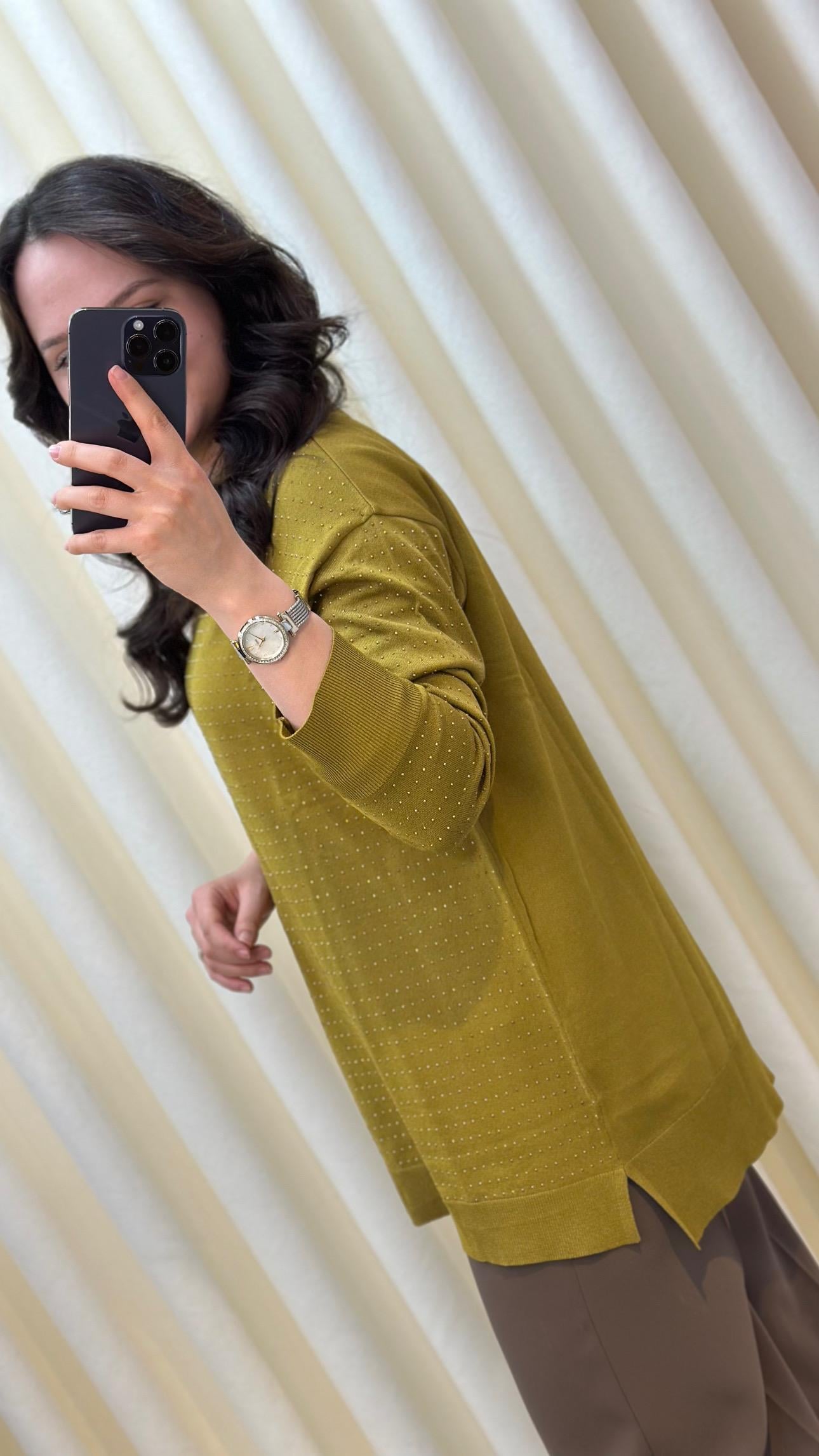 TIĞ TRİKO TAŞ BASKILI RAYON TUNİK 21717 YAĞ YEŞİLİ 