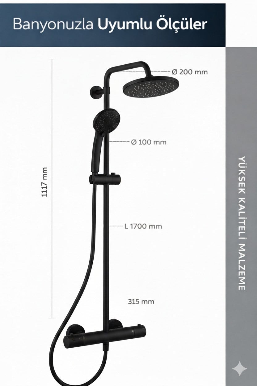 A7545XG Ceratherm T25 Termostatik Duş Sistemi-Silk Black