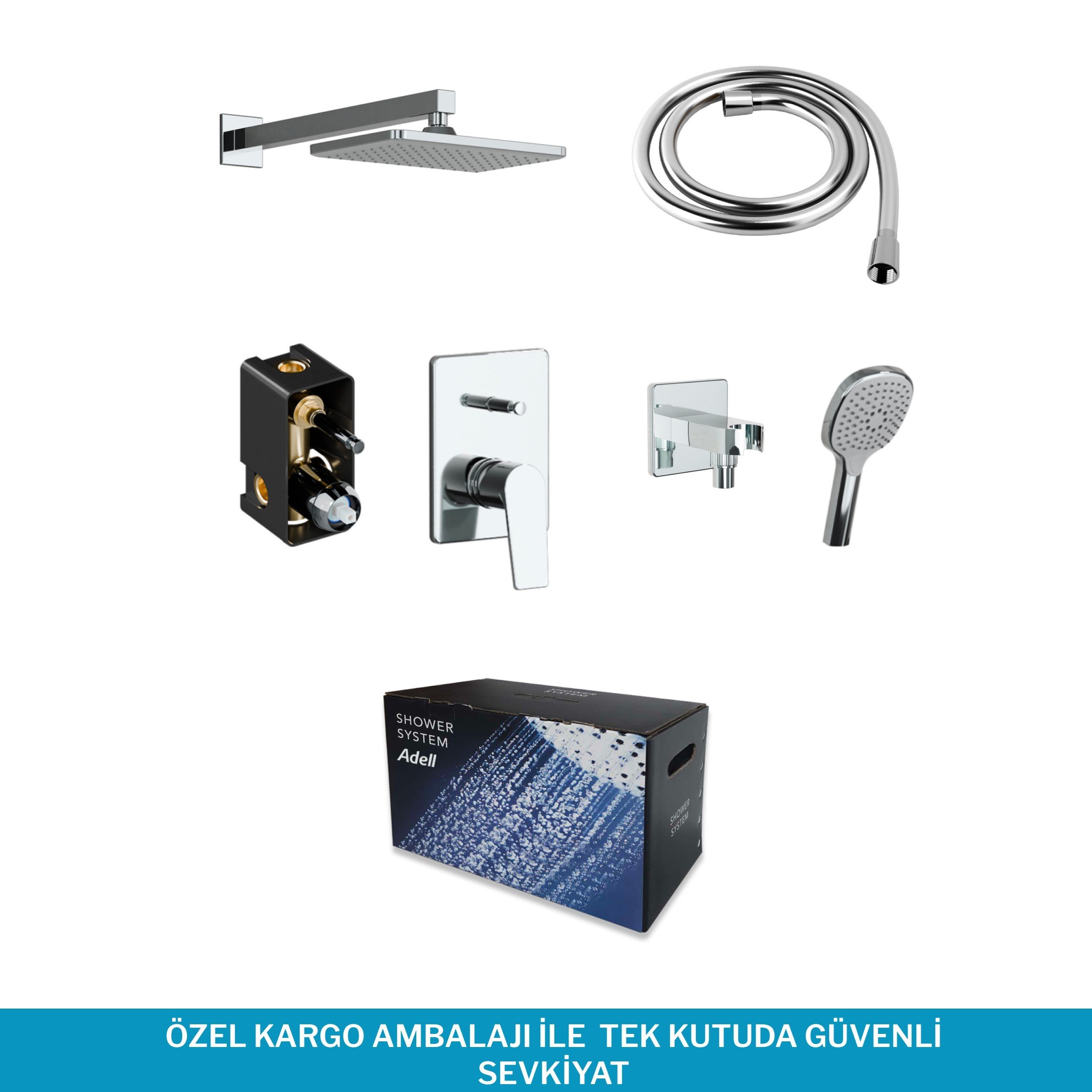 Adell Azure Optimal Ankastre Duş Seti - Krom - 2 Yollu Çıkış | 15680721
